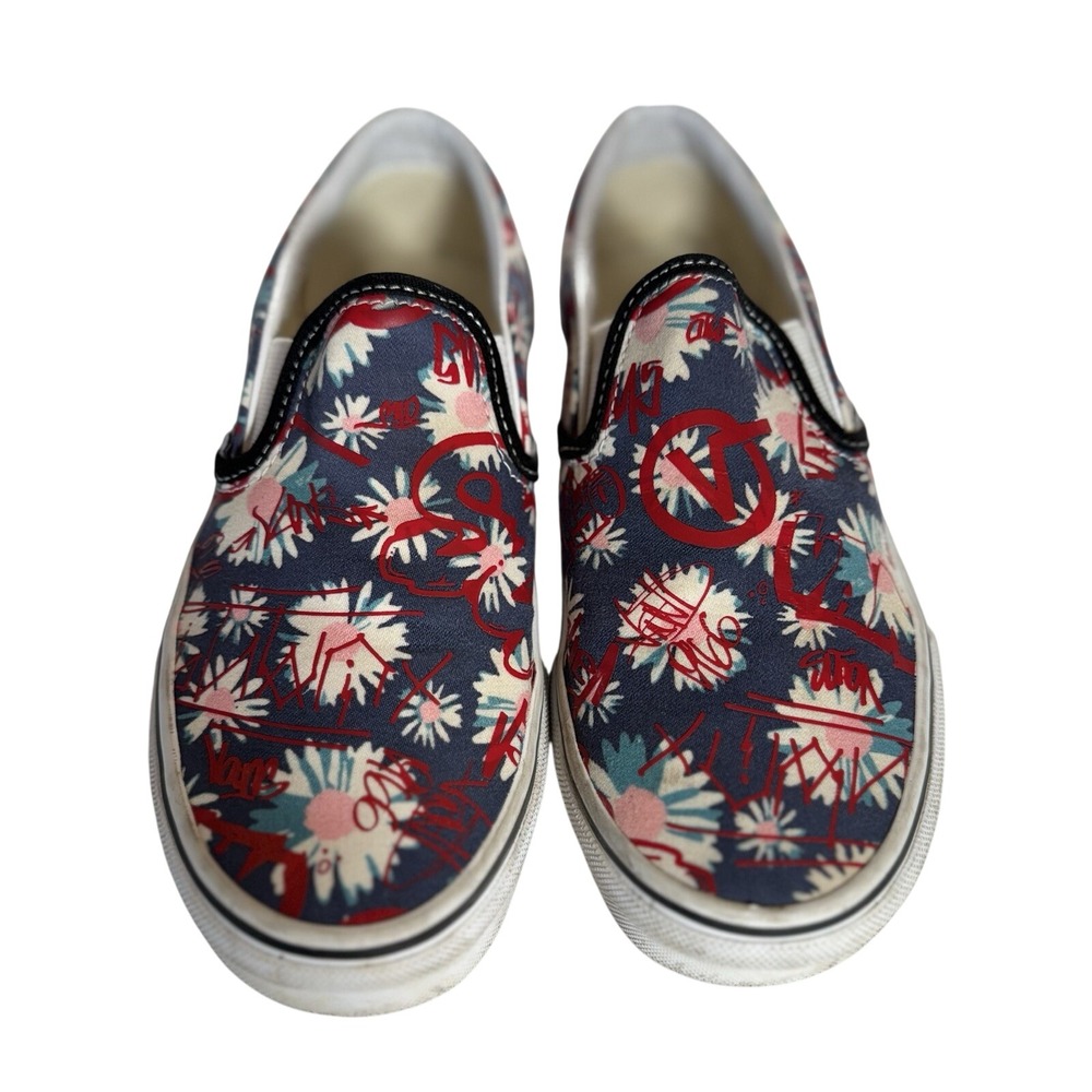 Vans Slip On Shoes Floral Graffiti Print‎ Womens Size 6